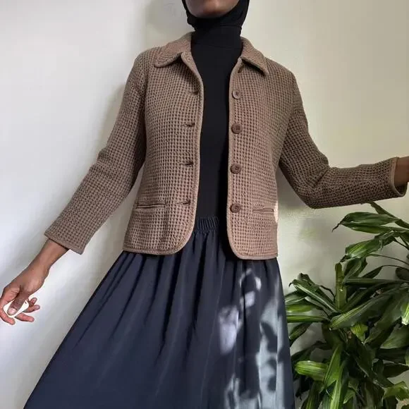 Vintage Brown blazer with button-up‎ front and two front pockets M - Picture 1 of 5